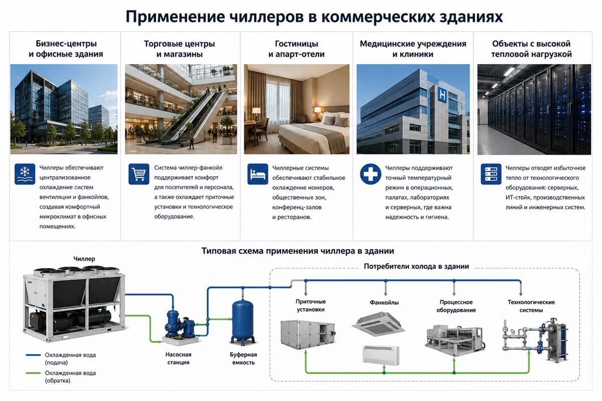 Применение чиллеров в коммерческих зданиях